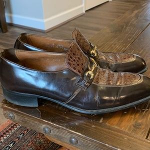 Mens genuine alligator Leather  Oxblood size 9.5 D 9.5D dress shoes loafers